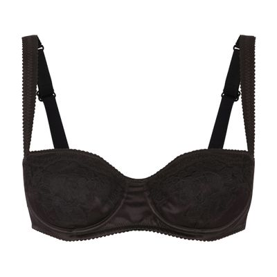 Dolce & Gabbana Satin Balconette Bra With Lace Detailing In Black