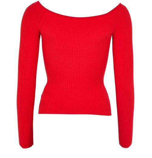 COURREGES Off shoulder rib knit top