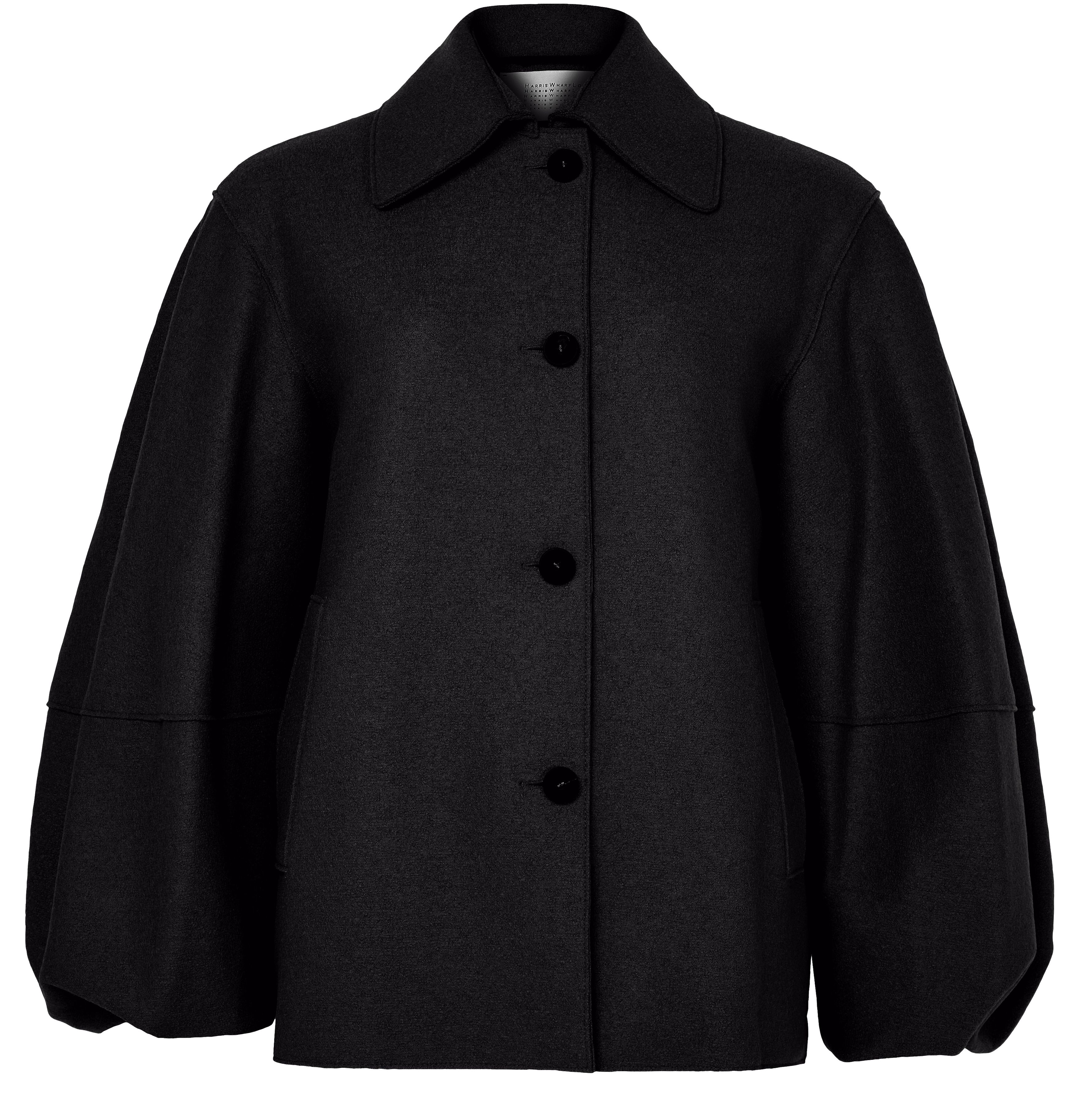 Puff-sleeved jacket in pressed wool