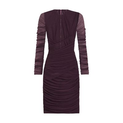 Dolce & Gabbana Short Light Tulle Dress With Draping In Purple