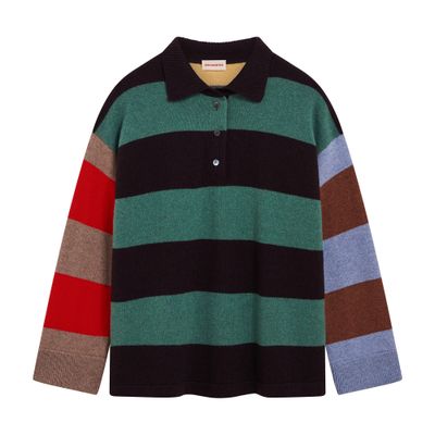 Daughter Torin Striped Polo Shirt-neck Sweater In Multicolor