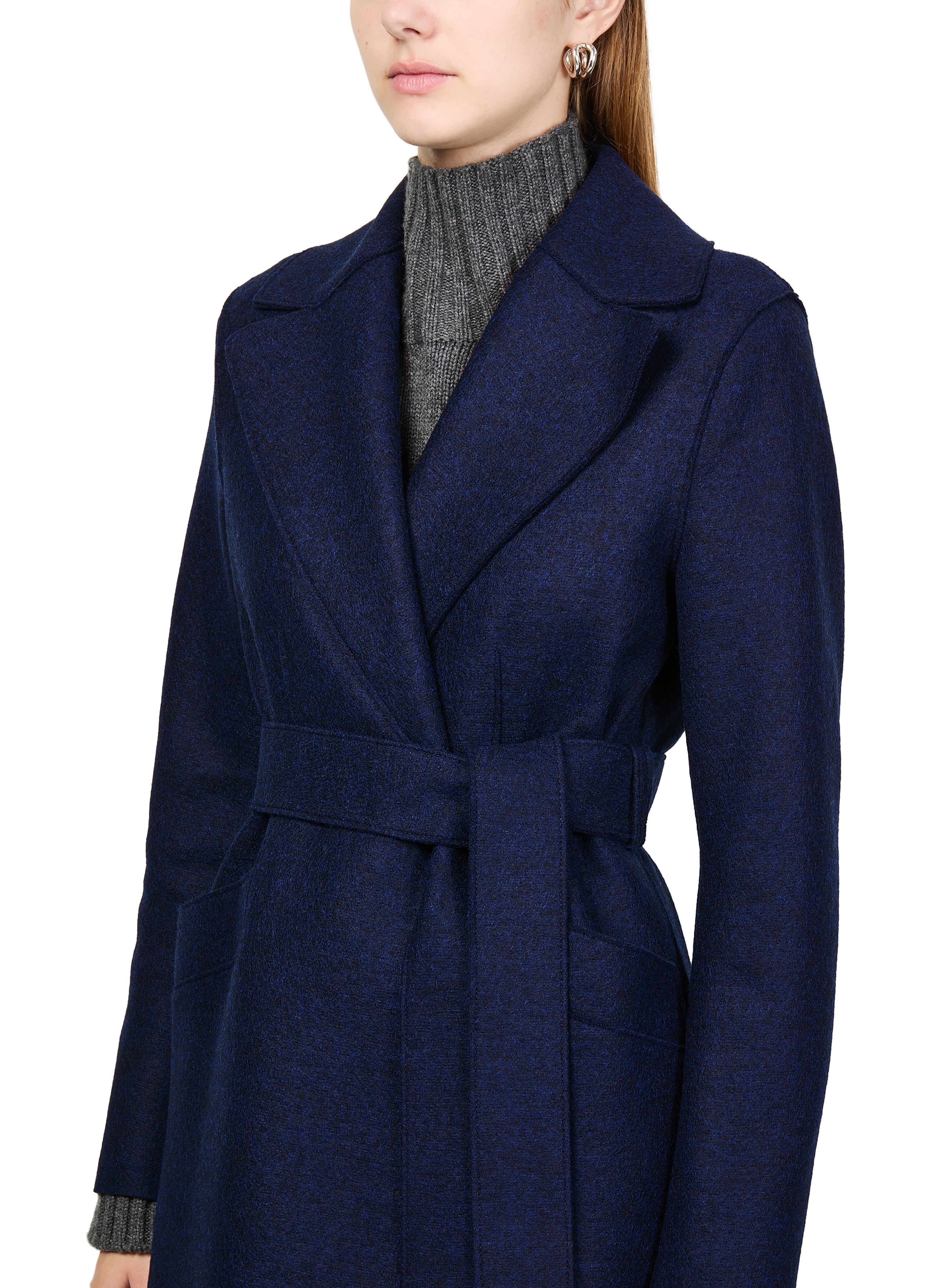 Maxi coat in pressed wool thumbnail 4