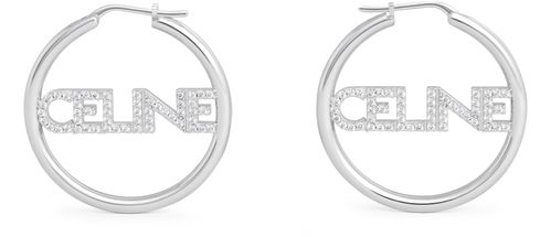 CELINE Hoops in brass with rhodium finish and crystals