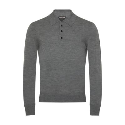 Tom Ford Shirt Collar Sweater In Light_charcoal