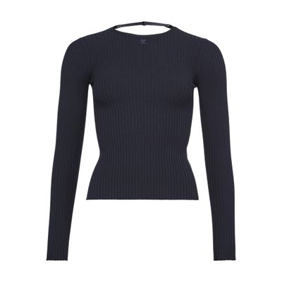 Courrèges Lingerie Strap Rib Knit Sweater In Navy