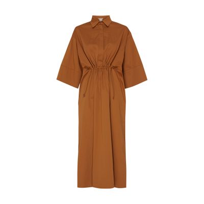 Max Mara Agoraio Belted Short Sleeved Midi Dress In Brown