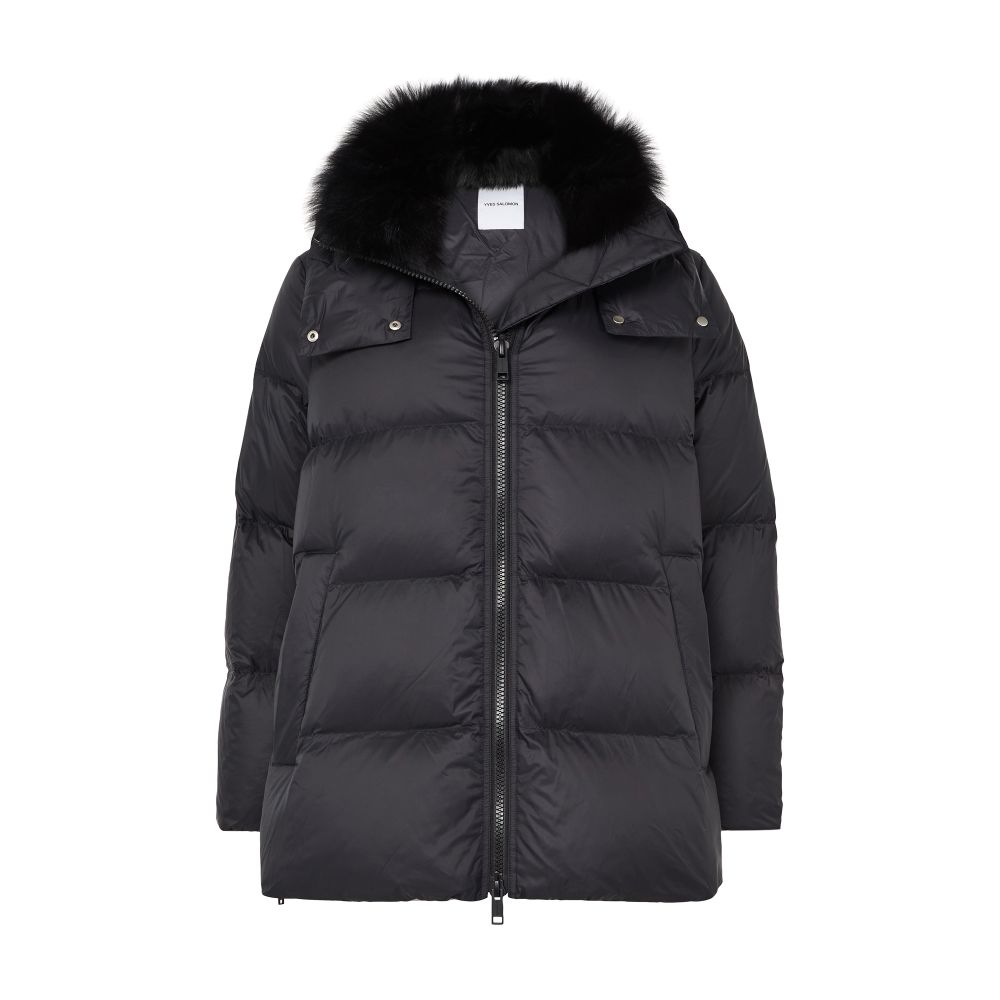 Hooded puffer jacket with a fox fur collar thumbnail 8