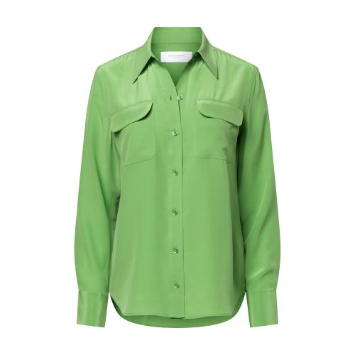 Shop Equipment Signature Slim Silk Shirt In Vibrant_green
