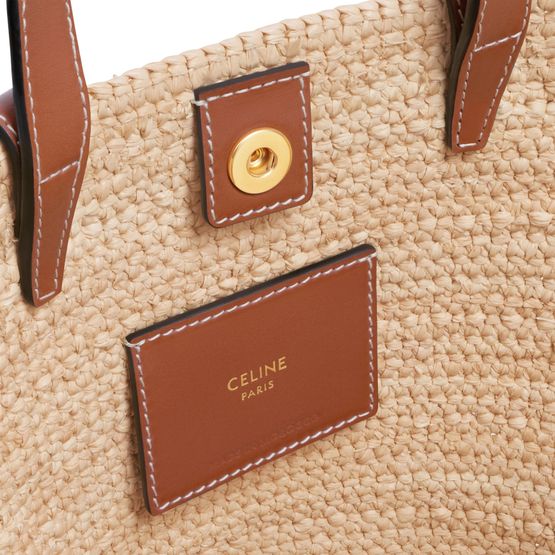 Nano Triomphe Celine classic panier in raffia and calfskin - CELINE