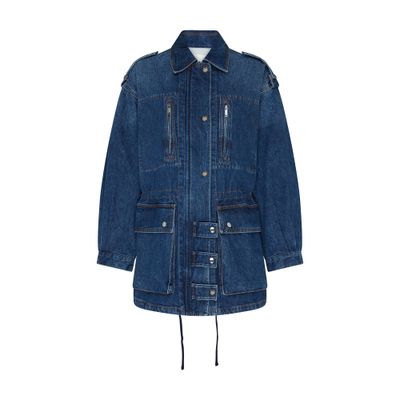 Isabel Marant Étoile Denim Coat Featuring Adjustable Waist In Blue