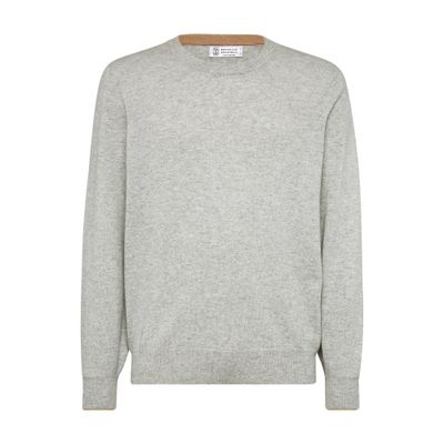 Brunello Cucinelli Crew-neck Cashmere Pullover In Grey