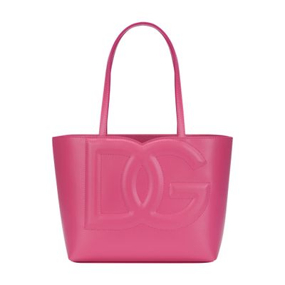 Dolce & Gabbana Small Calfskin Dg Logo Shopper In Light_lilac