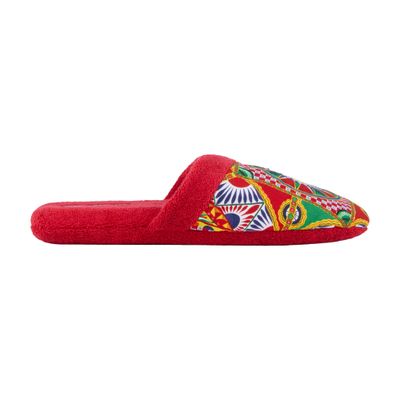 サンダル・ミュール Dolce & Gabbana Embroidered Fabric Slippers Women's Embroidered terry cotton slippers | DOLCE & GABBANA