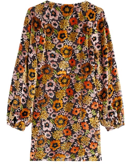 CELINE Mini folk dress in velvet jacquard