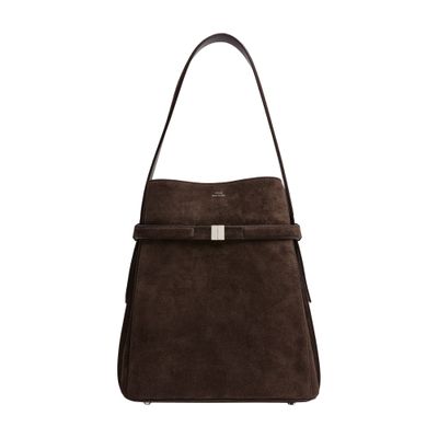 Totême Belted Suede Bucket Bag In Brown