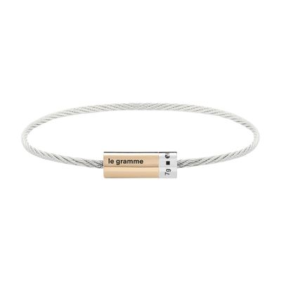 Shop Le Gramme Cable Bracelet Le 9g Silver 925 And Yellow Gold 750 Slick Polished In Argent