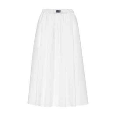 Brunello Cucinelli Cotton Blend Midi Skirt In White