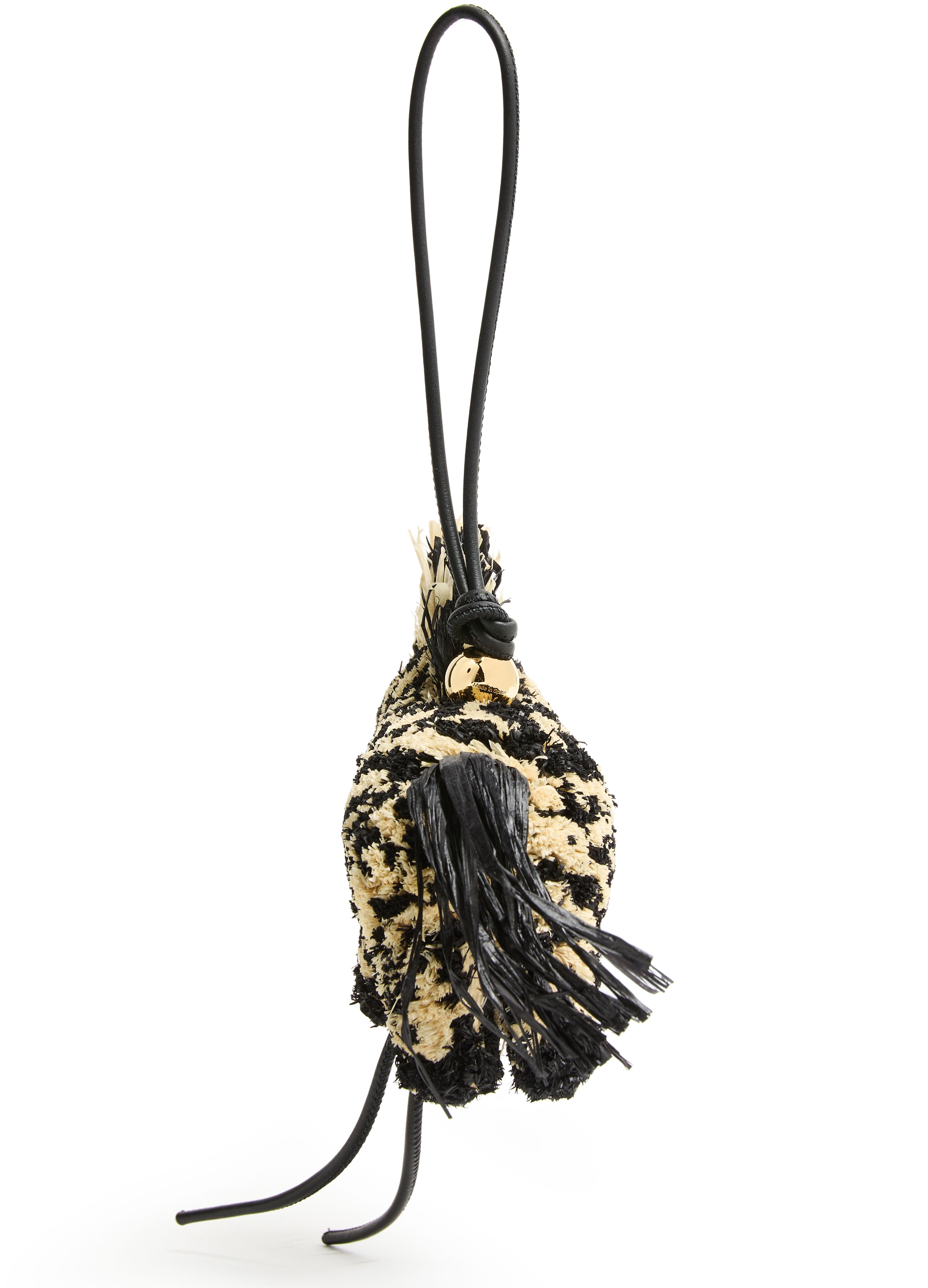 Zebra bag charm in raffia and calfskin thumbnail 3