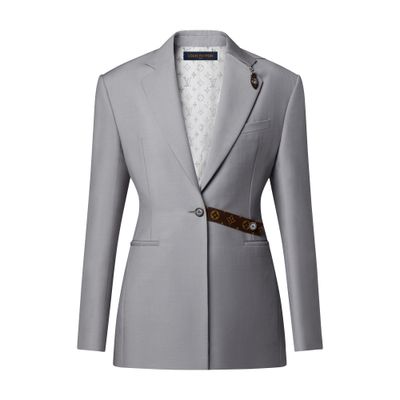 Louis Vuitton Blazer Jacket W Chain Detail In Blue
