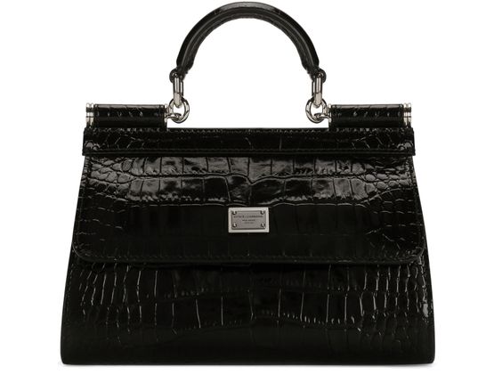 Dolce & Gabbana Kim Crocodile-Embossed Sicily Bag