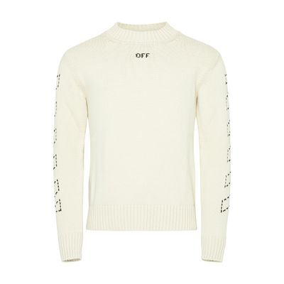 Off-white Off White™ Beige Crew Neck Sweater With Stitching In Beige_black