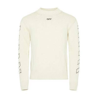 Shop Off-white Stitch Arrow Diags Knit Crewneck Shirt In Beige_black