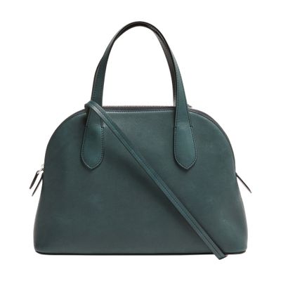 The Row Peggy Leather Clutch Bag In Green