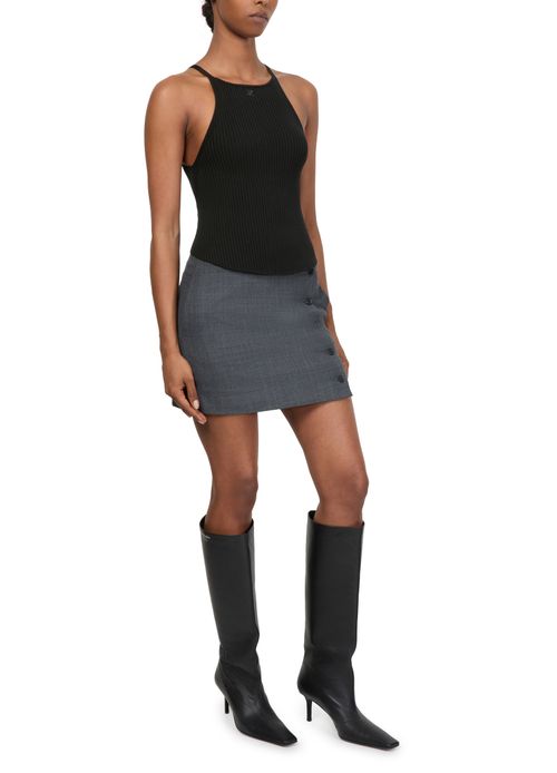 COURREGES Circle rib knit top