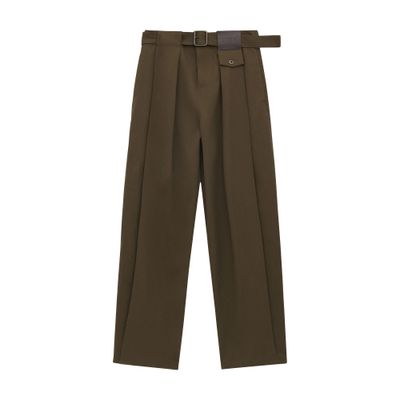 Loewe Cotton And Silk Straight-leg Trousers In Green