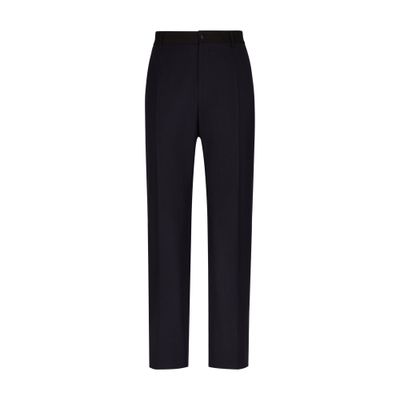 Dolce & Gabbana Stretch Wool Tuxedo Pants With Straight Leg In Very Dark Blue 1