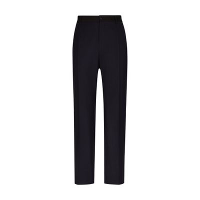 Shop Dolce & Gabbana Stretch Wool Tuxedo Pants With Straight Leg In Very Dark Blue 1