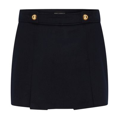 Tom Ford Pleated Wool And Cashmere Miniskirt In Blue