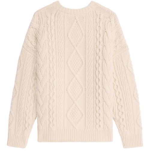 CELINE Pull col rond en laine cachemire aran