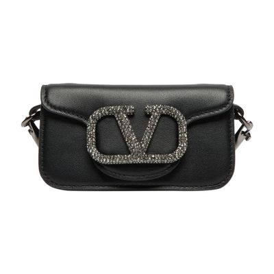 Valentino Garavani Loco Mini Vlogo Rhinestone Shoulder Bag In Nero_black_diamond