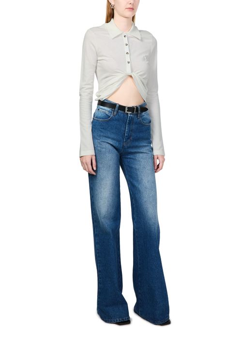 COURREGES Twist piqué crop polo