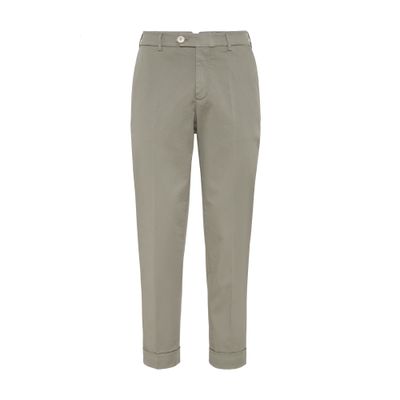 Brunello Cucinelli Low-rise Tapered Chino Trousers In Green