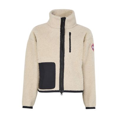 Canada Goose Womens Light Tan-tan Clair Simcoe Fleece Wool-blend Jacket Xs In Neutral