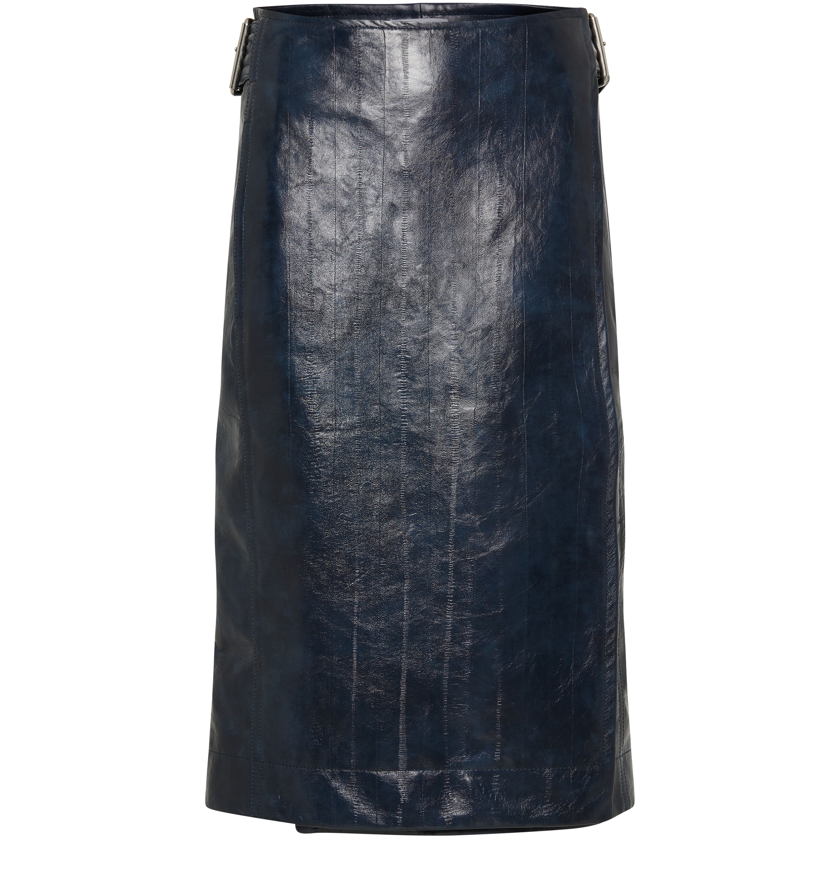 Embossed leather midi skirt