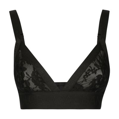 Shop Dolce & Gabbana Lace Triangle Bra In Black