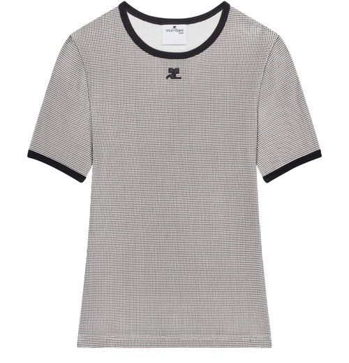COURREGES Houndstooth contrast t-shirt