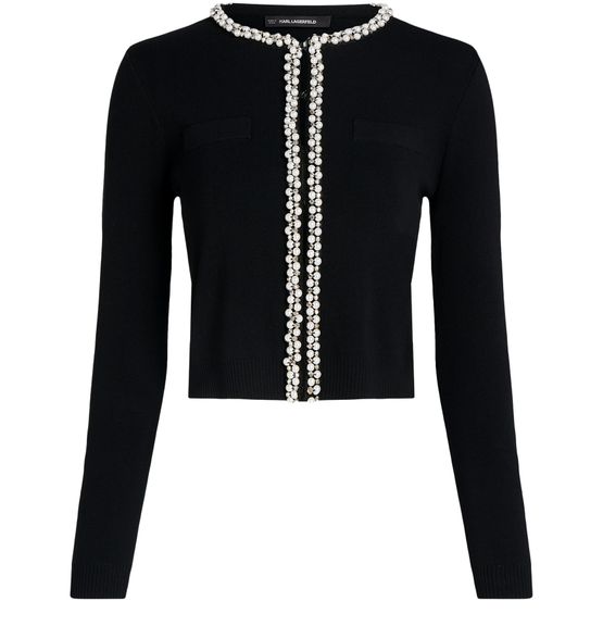 Karl Essential pearl cardigan KARL LAGERFELD