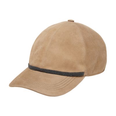 Brunello Cucinelli Monili-band Suede Baseball Cap In Brown