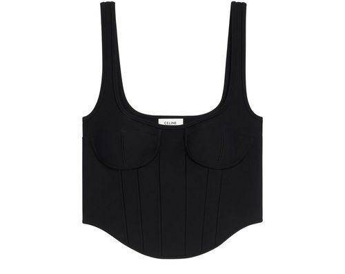 CELINE Corset crop top in underpinning viscose