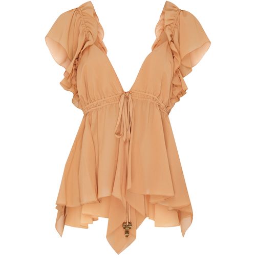 CHLOE Gathered silk georgette camisole top