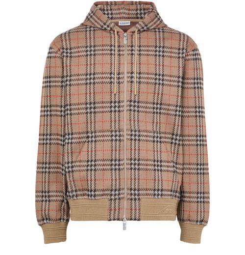 BURBERRY Check cotton blend hoodie