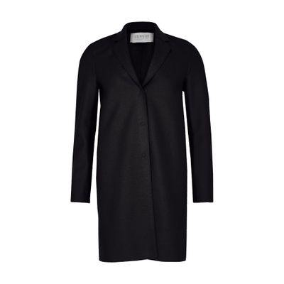Harris Wharf London Cocoon Pressed Wool Coat In Black