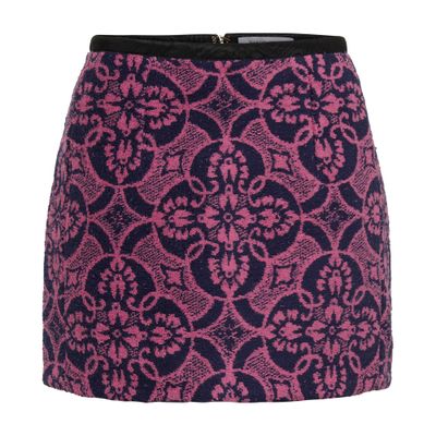 Marine Serre Embroidered Cotton And Polyester Mini Skirt In Oriental Fuschia