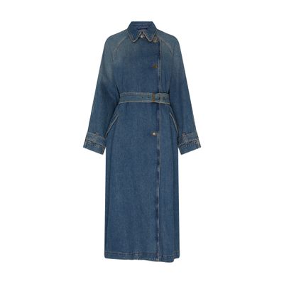 Isabel Marant Brekka Cotton Denim Trench Coat In Blue