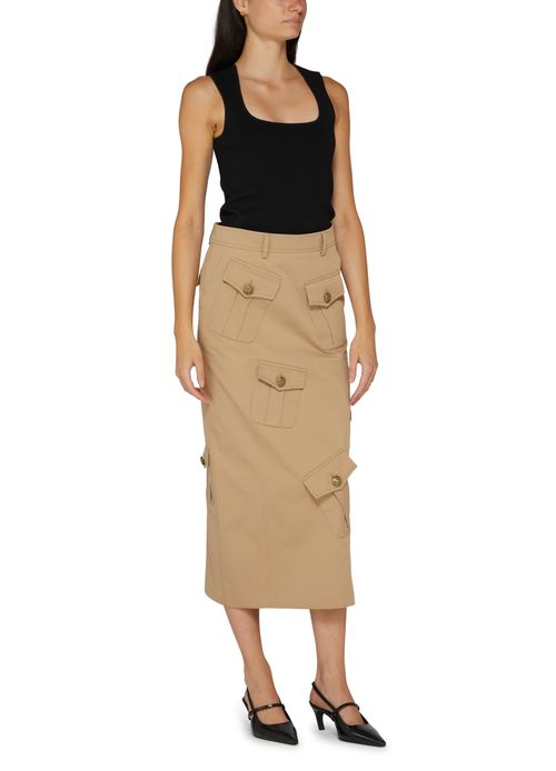 MOSCHINO Wool and cotton gabardine skirt