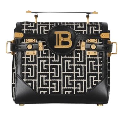 BALMAIN BI-COLOR B-BUZZ 23 BAG WITH LEATHER INSERT